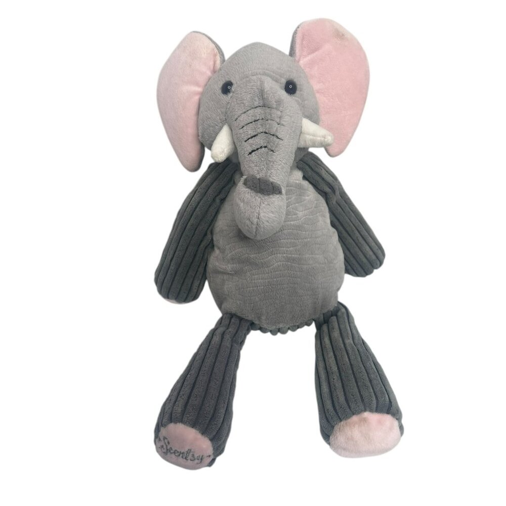 Scentsy Buddy Elephant Plush Toy With Soft Gray Stuffed Animal 17.5 in